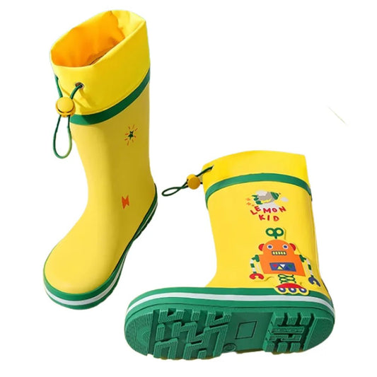 Mr. Cobotic Waterproof Flexible Rubber Rain Gumboots for Kids Bright Yellow - Little Surprise BoxMr. Cobotic Waterproof Flexible Rubber Rain Gumboots for Kids Bright Yellow