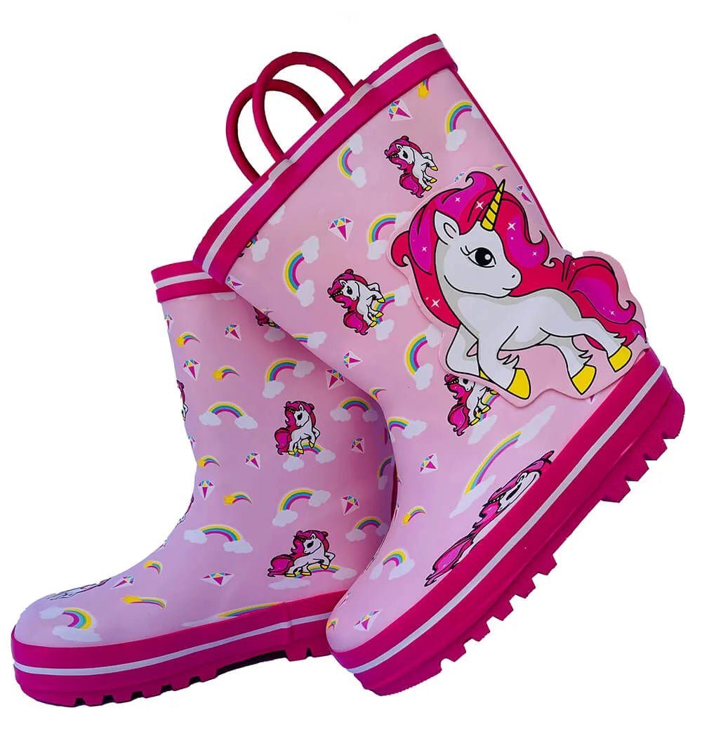 Ms. Gracy Unicorn, Waterproof Flexible Rubber Rain Gumboots for Kids, Pink - Little Surprise BoxMs. Gracy Unicorn, Waterproof Flexible Rubber Rain Gumboots for Kids, Pink