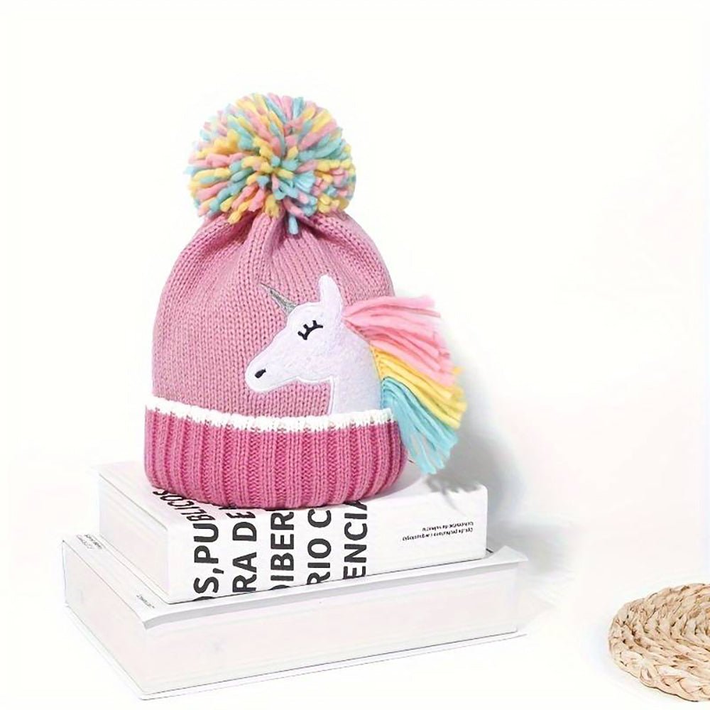 Muave Frill Unicorn Winter Cap Beanie & matching Gloves, 2 pcs set, 3yrs- 8yrs - Little Surprise BoxMuave Frill Unicorn Winter Cap Beanie & matching Gloves, 2 pcs set, 3yrs- 8yrs