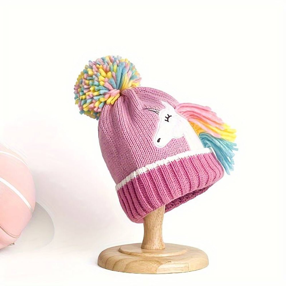 Muave Frill Unicorn Winter Cap Beanie & matching Gloves, 2 pcs set, 3yrs- 8yrs - Little Surprise BoxMuave Frill Unicorn Winter Cap Beanie & matching Gloves, 2 pcs set, 3yrs- 8yrs