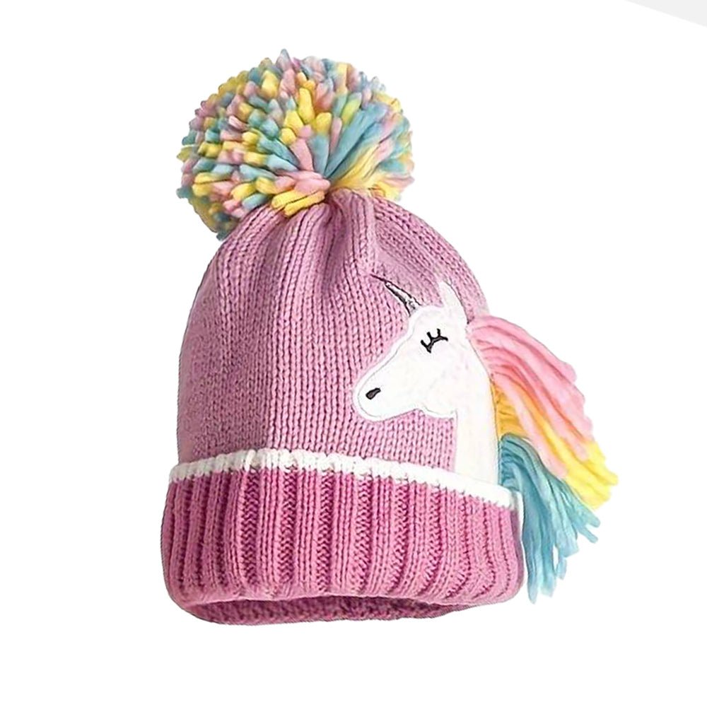 Muave Frill Unicorn Winter Cap Beanie & matching Gloves, 2 pcs set, 3yrs- 8yrs - Little Surprise BoxMuave Frill Unicorn Winter Cap Beanie & matching Gloves, 2 pcs set, 3yrs- 8yrs