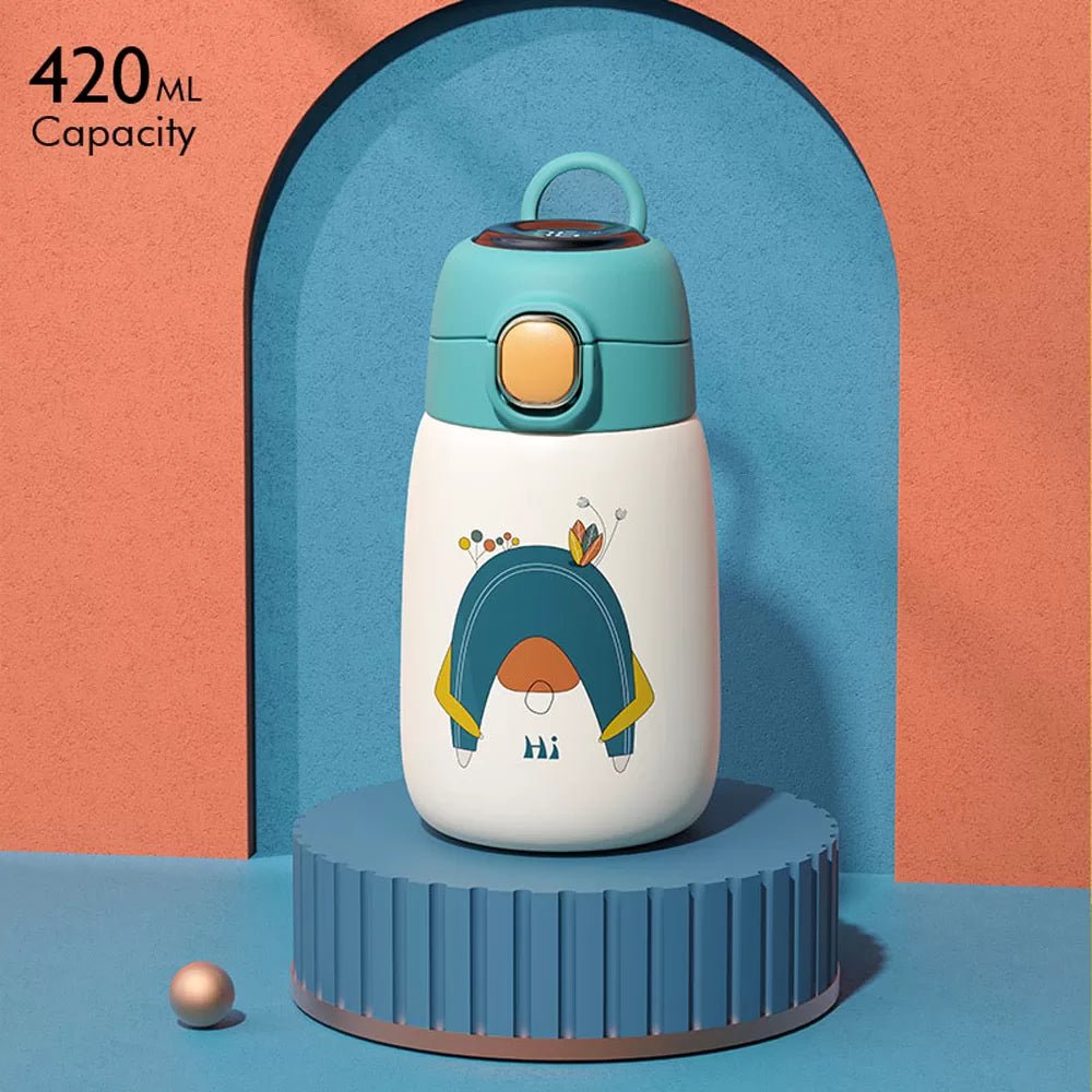 My Happy Pose theme Stainless Steel Water Bottle for Kids and Adults 420ml Blue - Little Surprise BoxMy Happy Pose theme Stainless Steel Water Bottle for Kids and Adults 420ml Blue