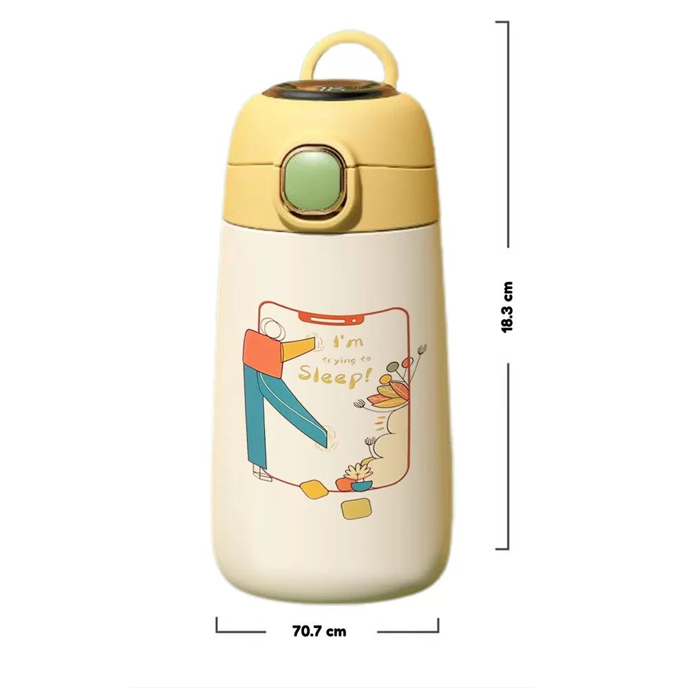 My Happy Pose theme Stainless Steel Water Bottle for Kids and Adults 420ml Yellow - Little Surprise BoxMy Happy Pose theme Stainless Steel Water Bottle for Kids and Adults 420ml Yellow
