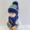 Navy Blue Dino Kids Winter Cap & Neck Muffler Set - Little Surprise BoxNavy Blue Dino Kids Winter Cap & Neck Muffler Set