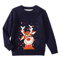 NavyBlue, Big Reindeer Face with Snow Kids Cardigan Sweater, Round Neck - Little Surprise BoxNavyBlue, Big Reindeer Face with Snow Kids Cardigan Sweater, Round Neck