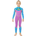 One piece FullLength Kids Swimwear Purple & Blue Floral Print, UPF 50+ with Cap - Little Surprise BoxOne piece FullLength Kids Swimwear Purple & Blue Floral Print, UPF 50+ with Cap