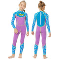 One piece FullLength Kids Swimwear Purple & Blue Floral Print, UPF 50+ with Cap - Little Surprise BoxOne piece FullLength Kids Swimwear Purple & Blue Floral Print, UPF 50+ with Cap
