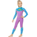 One piece FullLength Kids Swimwear Purple & Blue Floral Print, UPF 50+ with Cap - Little Surprise BoxOne piece FullLength Kids Swimwear Purple & Blue Floral Print, UPF 50+ with Cap