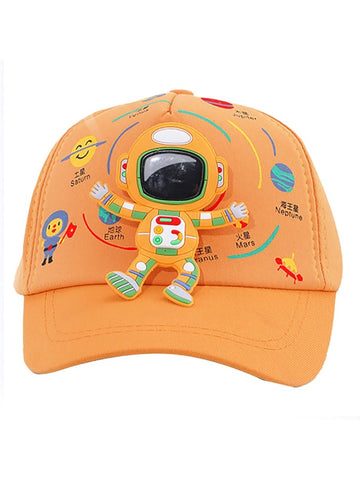 Orange 3d Floating Astro Casual Cap for Kids - Little Surprise BoxOrange 3d Floating Astro Casual Cap for Kids