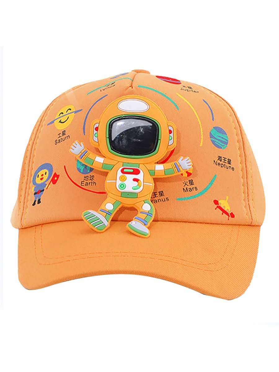 Orange 3d Floating Astro Casual Cap for Kids - Little Surprise BoxOrange 3d Floating Astro Casual Cap for Kids