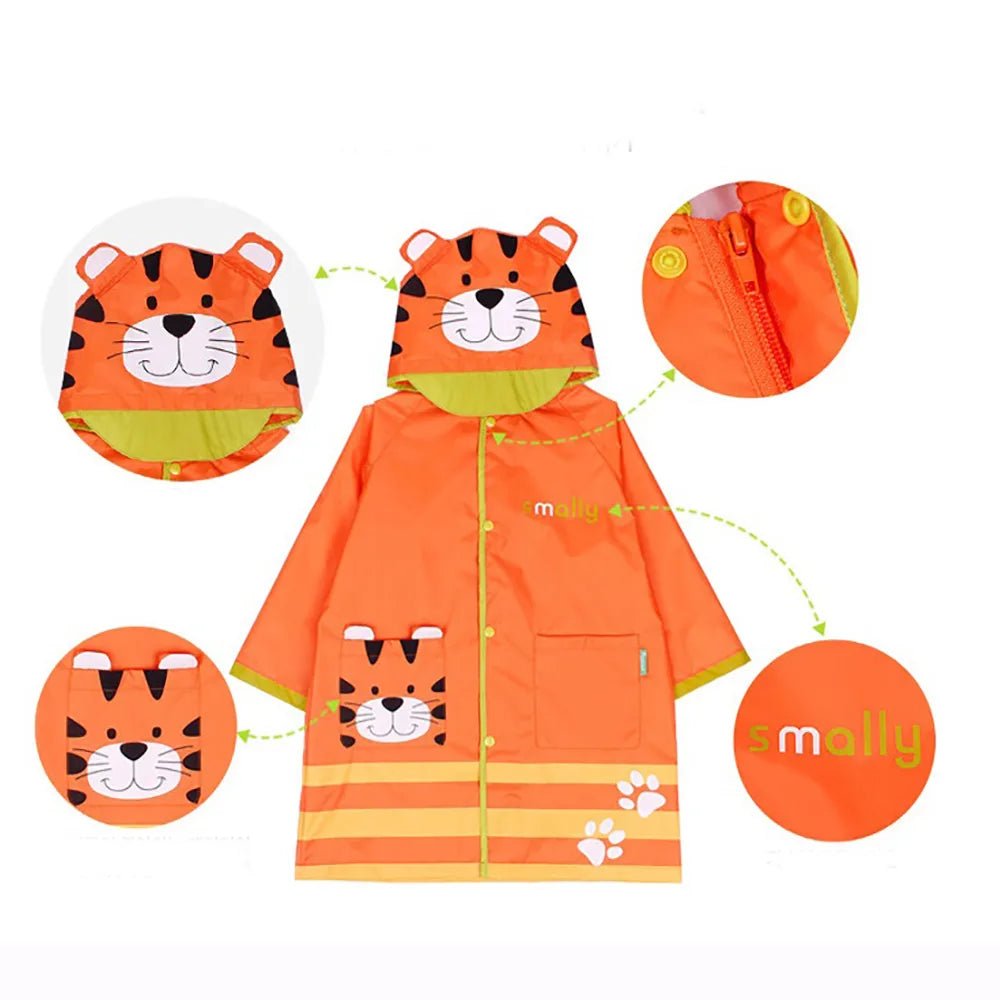 Orange Sheru Raincoat & Rain Gumboots, Matching 2 pcs Set for Kid - Little Surprise BoxOrange Sheru Raincoat & Rain Gumboots, Matching 2 pcs Set for Kid