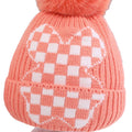 Peach Checkered Winter Cap Beanie & matching Neck Muffler 2pcs Set - Little Surprise BoxPeach Checkered Winter Cap Beanie & matching Neck Muffler 2pcs Set