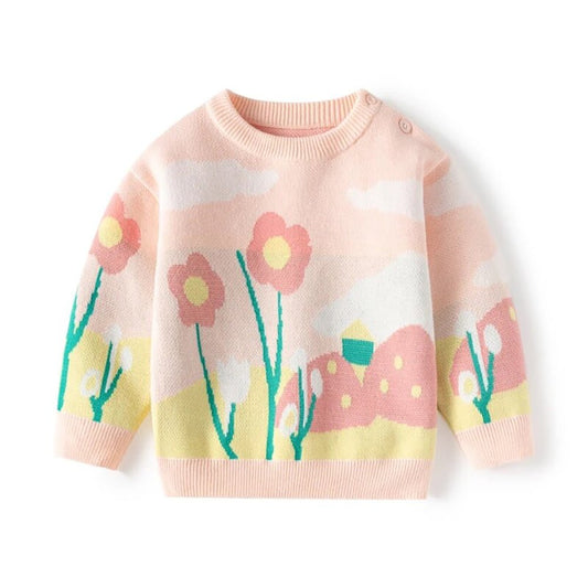 Peach Flower Bloom theme Warmer Cardigan & Christmas Sweater for toddlers & Kids - Little Surprise BoxPeach Flower Bloom theme Warmer Cardigan & Christmas Sweater for toddlers & Kids