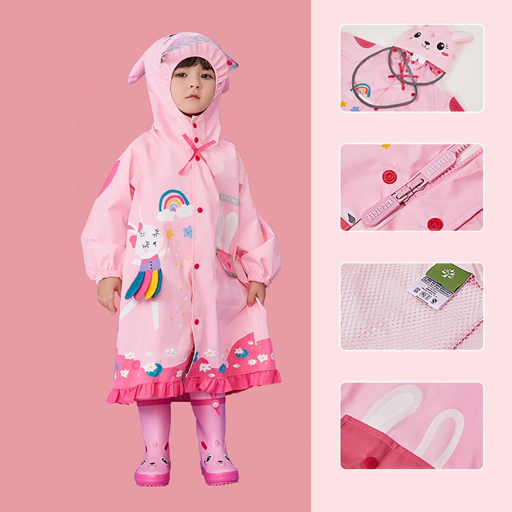 Pink Bow & Frills Rabbit Kids Raincoat - Little Surprise BoxPink Bow & Frills Rabbit Kids Raincoat