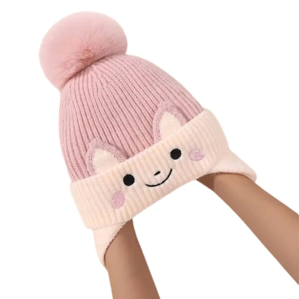Pink Bunny with Carrot  Kids Winter Cap & Neck Muffler Set - Little Surprise BoxPink Bunny with Carrot  Kids Winter Cap & Neck Muffler Set