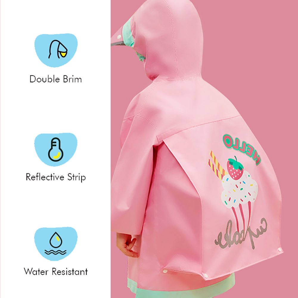 Pink Candyland Kids Raincoat with Backpack Carrying Space - Little Surprise BoxPink Candyland Kids Raincoat with Backpack Carrying Space