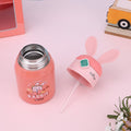 Pink Flower Rabbit Ear Stainless Steel Water Bottle with bottle Holder for Kids and Toddlers, 550 ml - Little Surprise BoxPink Flower Rabbit Ear Stainless Steel Water Bottle with bottle Holder for Kids and Toddlers, 550 ml