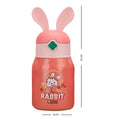 Pink Flower Rabbit Ear Stainless Steel Water Bottle with bottle Holder for Kids and Toddlers, 550 ml - Little Surprise BoxPink Flower Rabbit Ear Stainless Steel Water Bottle with bottle Holder for Kids and Toddlers, 550 ml