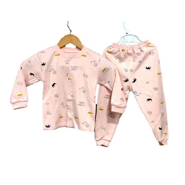 Pink Happy Baby Full sleeves tops & pants set Unisex Kids Wear - Little Surprise BoxPink Happy Baby Full sleeves tops & pants set Unisex Kids Wear
