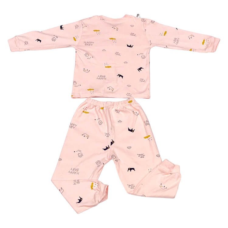 Pink Happy Baby Full sleeves tops & pants set Unisex Kids Wear - Little Surprise BoxPink Happy Baby Full sleeves tops & pants set Unisex Kids Wear