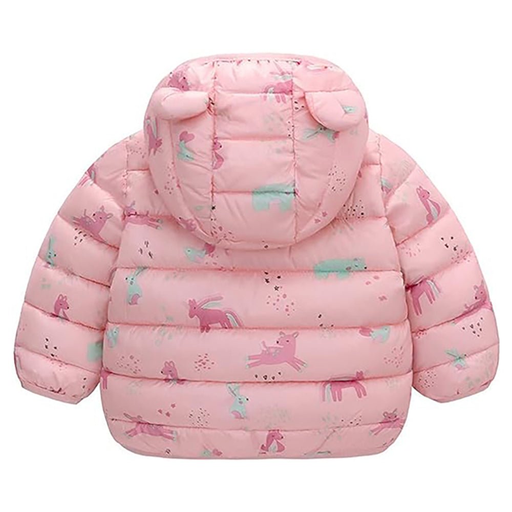 Pink Hoodie Style Dino theme Winter Jacket/ Warmer for Toddlers & Kids - Little Surprise BoxPink Hoodie Style Dino theme Winter Jacket/ Warmer for Toddlers & Kids