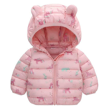 Pink Hoodie Style Dino theme Winter Jacket/ Warmer for Toddlers & Kids - Little Surprise BoxPink Hoodie Style Dino theme Winter Jacket/ Warmer for Toddlers & Kids