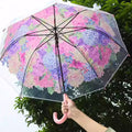 Pink Hydrangea Bunch Floral Print Translucent All-season Umbrella for kids & Adults - Little Surprise BoxPink Hydrangea Bunch Floral Print Translucent All-season Umbrella for kids & Adults