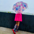 Pink Hydrangea Bunch Floral Print Translucent All-season Umbrella for kids & Adults - Little Surprise BoxPink Hydrangea Bunch Floral Print Translucent All-season Umbrella for kids & Adults
