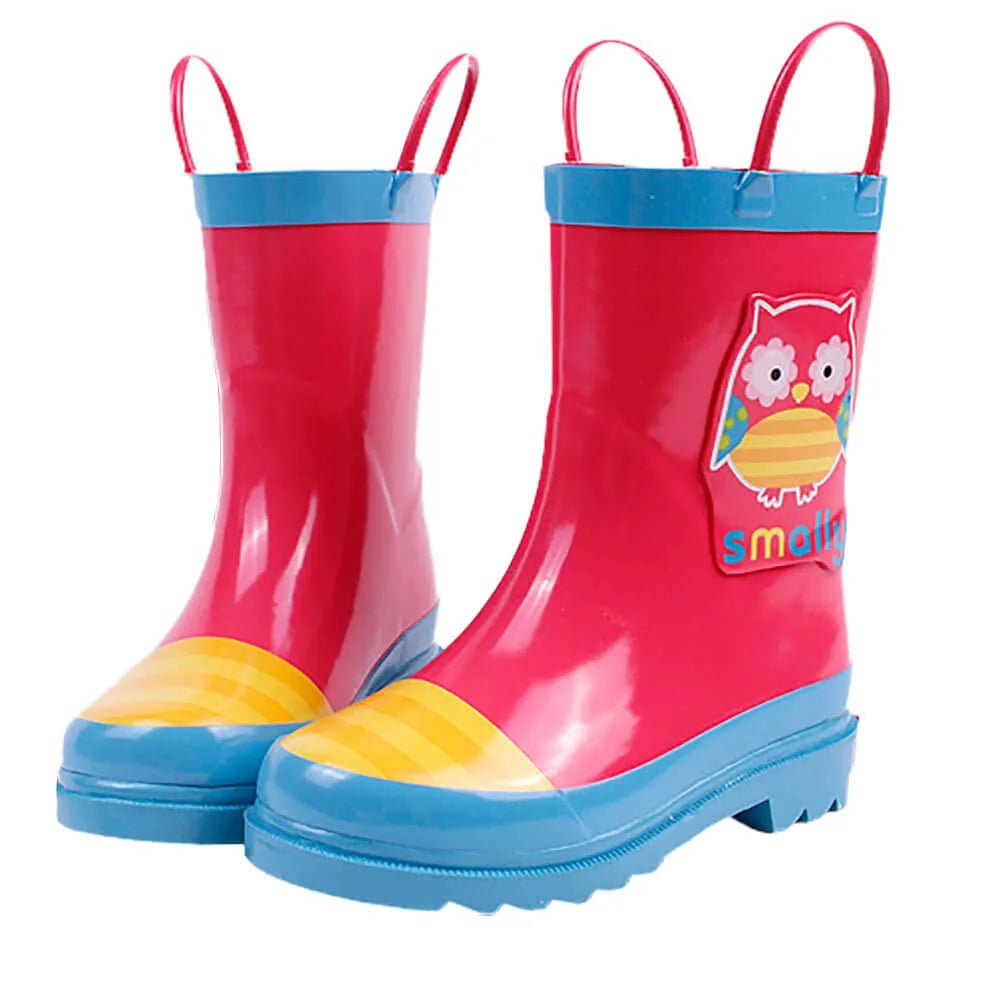 Pink Owl Raincoat & Rain Gumboots, Matching 2 pcs Set for Kids - Little Surprise BoxPink Owl Raincoat & Rain Gumboots, Matching 2 pcs Set for Kids
