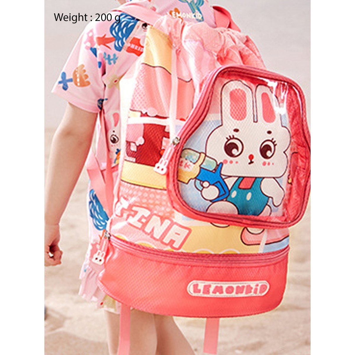 Pink Rabbit Face, Waterproof Swimming Bag/ Beach Bag - Little Surprise BoxPink Rabbit Face, Waterproof Swimming Bag/ Beach Bag