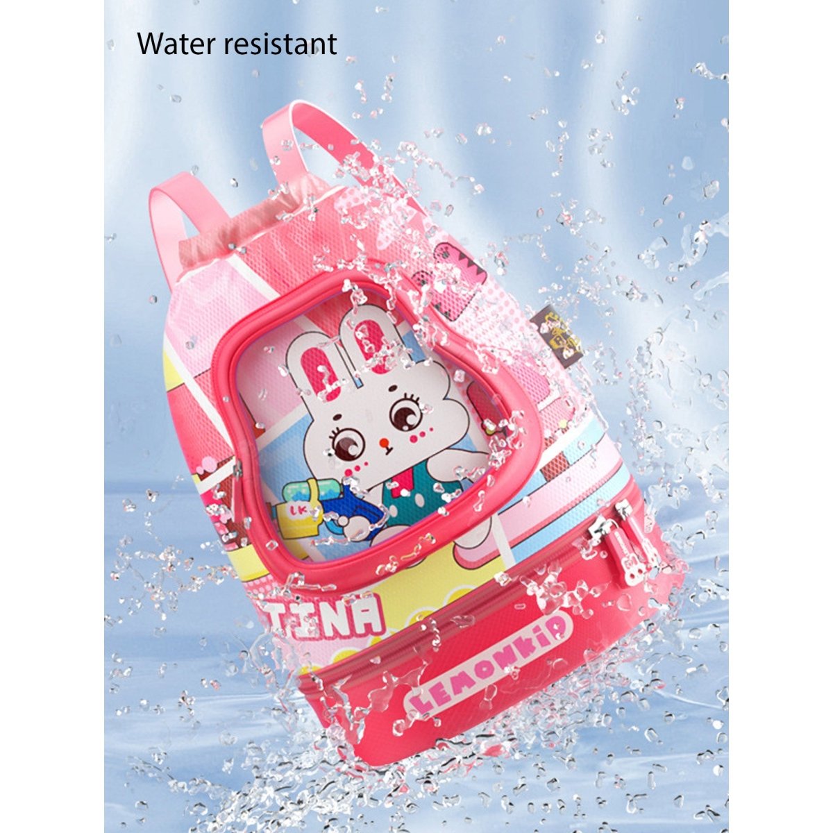 Pink Rabbit Face, Waterproof Swimming Bag/ Beach Bag - Little Surprise BoxPink Rabbit Face, Waterproof Swimming Bag/ Beach Bag