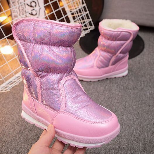 Pink Shiny Hologram Kids Winter / Snow Boots - Little Surprise BoxPink Shiny Hologram Kids Winter / Snow Boots