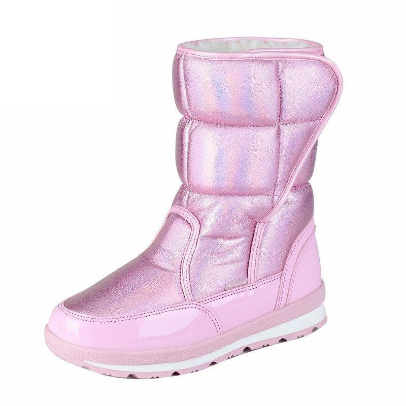 Pink Shiny Hologram Women Winter / Snow Boots - Little Surprise BoxPink Shiny Hologram Women Winter / Snow Boots