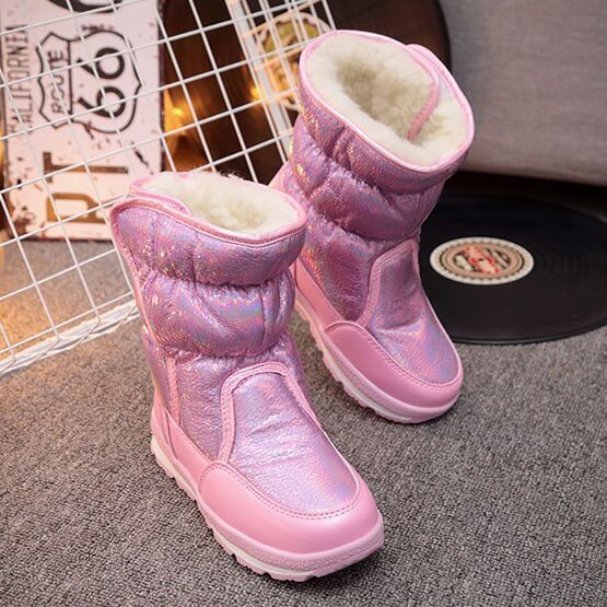 Pink Shiny Hologram Women Winter / Snow Boots - Little Surprise BoxPink Shiny Hologram Women Winter / Snow Boots