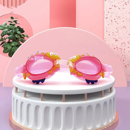 Pink Spiky Fish Frame UV protected anti-fog unisex swimming goggles for Kids - Little Surprise BoxPink Spiky Fish Frame UV protected anti-fog unisex swimming goggles for Kids