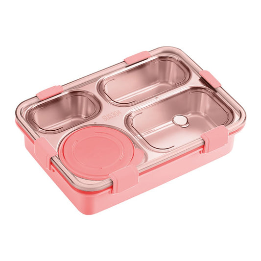 Pink Transparent Lid Double Lock Stainless Steel Lunch /Tiffin Box for Kids - Little Surprise BoxPink Transparent Lid Double Lock Stainless Steel Lunch /Tiffin Box for Kids