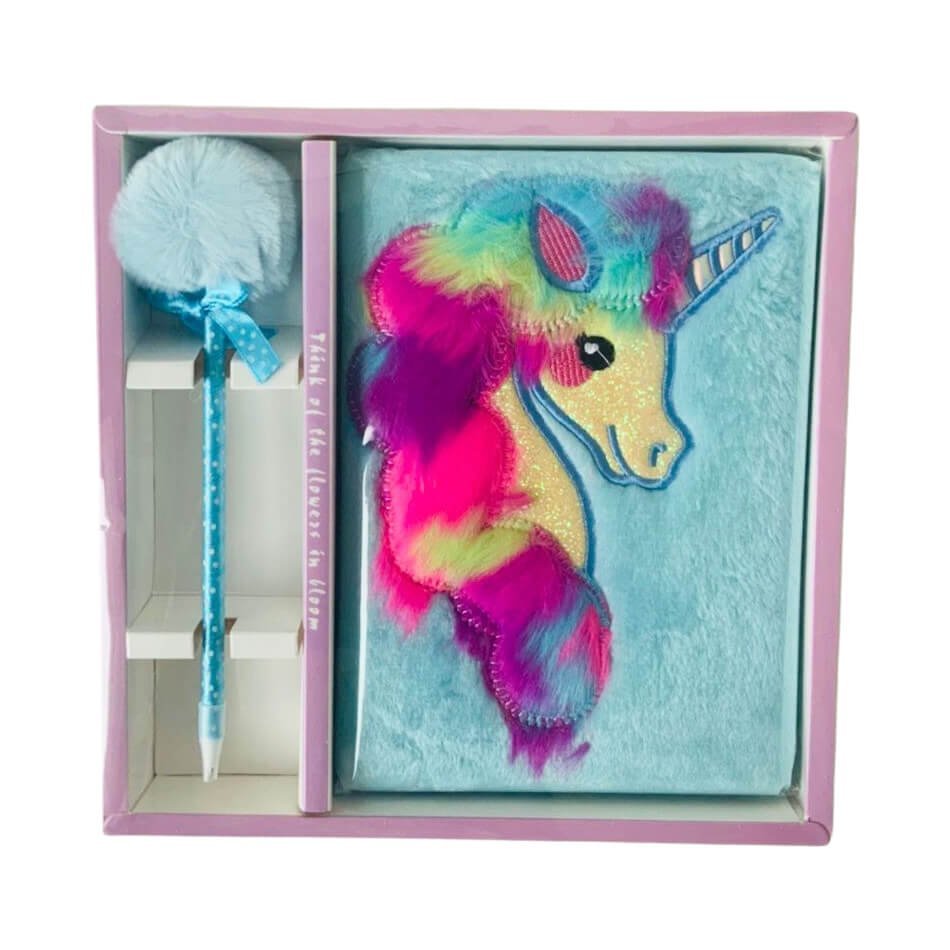 Pink Unicorn A5 Page Blue Notebook - Little Surprise BoxPink Unicorn A5 Page Blue Notebook