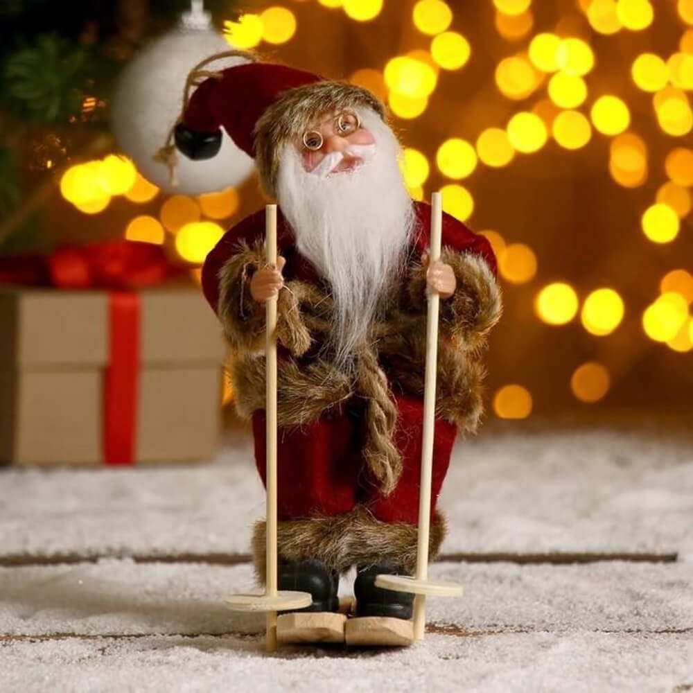 Plaided Skiing Santa Christmas Tree Ornament - Little Surprise BoxPlaided Skiing Santa Christmas Tree Ornament