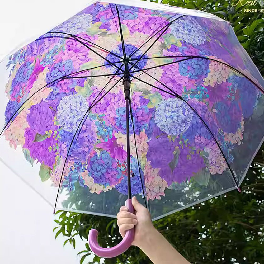 Purple Hydrangea Bunch Floral Print Translucent All-season Umbrella for Kids & Adults - Little Surprise BoxPurple Hydrangea Bunch Floral Print Translucent All-season Umbrella for Kids & Adults