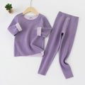 Purple Round Neck Upper & Lower Body Thermal Winter Warmers For Kids-Set Of 2 Pcs  - Little Surprise BoxPurple Round Neck Upper & Lower Body Thermal Winter Warmers For Kids-Set Of 2 Pcs 