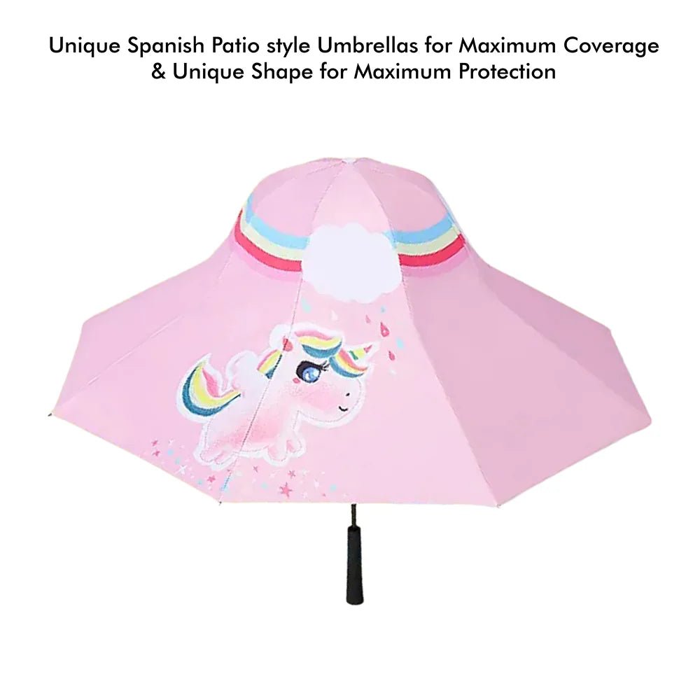 Rainbow Uni theme, Unique Spanish Patio Style Kids Umbrella, 5-12 years, Pink - Little Surprise BoxRainbow Uni theme, Unique Spanish Patio Style Kids Umbrella, 5-12 years, Pink