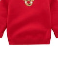 Red Cardigan Sweater Deer Monogram High Neck - Little Surprise BoxRed Cardigan Sweater Deer Monogram High Neck