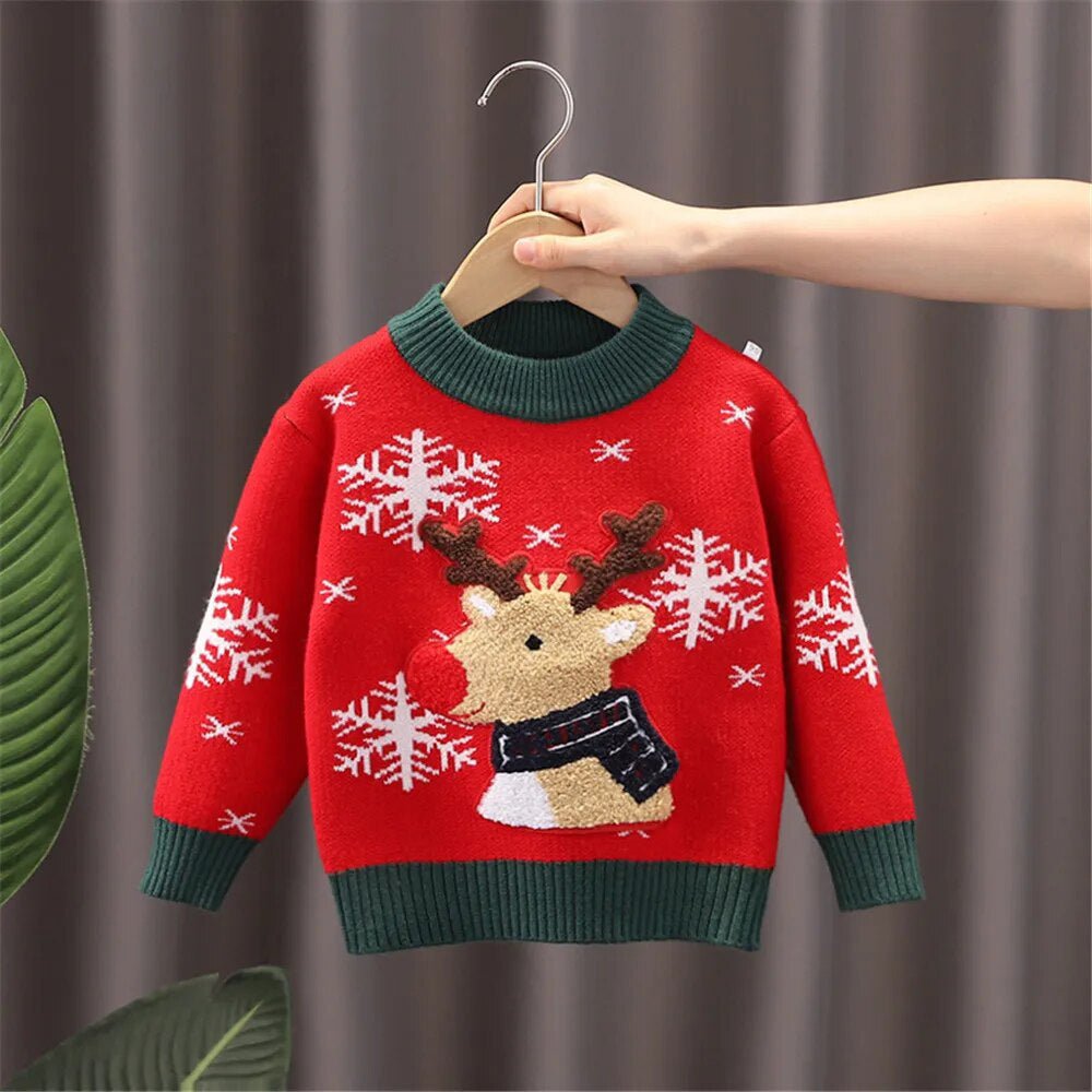 Red Flakes Reindeer Warmer, Cardigan & Christmas Sweater for Kids - Little Surprise BoxRed Flakes Reindeer Warmer, Cardigan & Christmas Sweater for Kids
