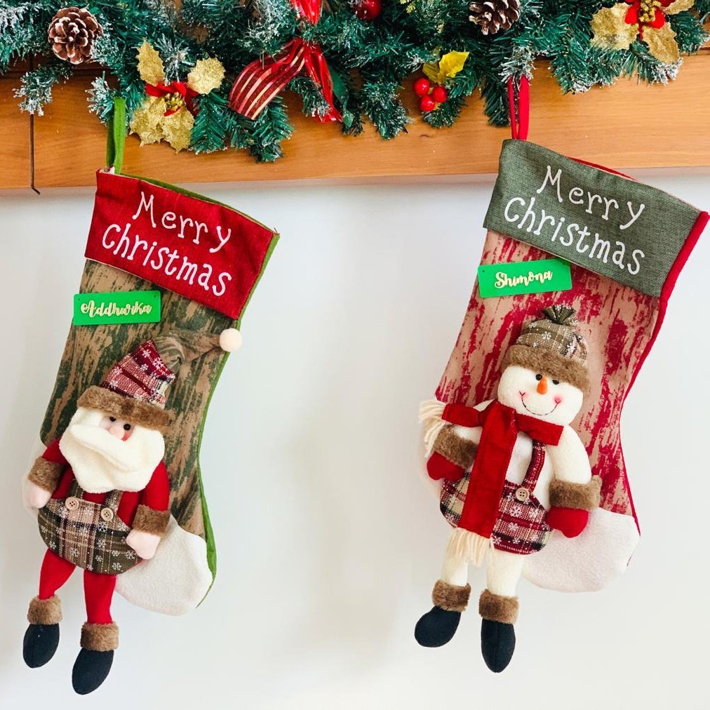 Red Multi Merry Christmas Santa Stockings, Large - Little Surprise BoxRed Multi Merry Christmas Santa Stockings, Large
