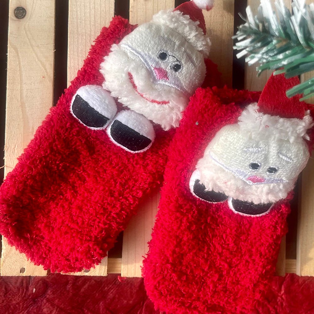 Red Santa Woolen Christmas Socks for Infants (0-12) months - Little Surprise BoxRed Santa Woolen Christmas Socks for Infants (0-12) months