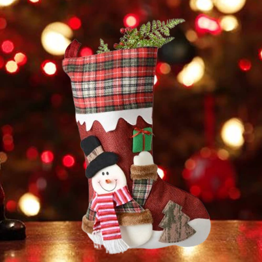 Red Snowfall Jute & Checks Style Snowman - Little Surprise BoxRed Snowfall Jute & Checks Style Snowman