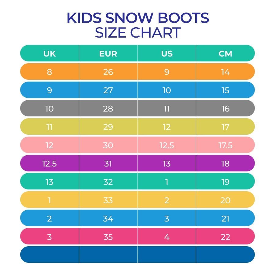 Red Snowflakes Snowboots Kids Winter Snowboots - Little Surprise BoxKids Snowboots Size Chart