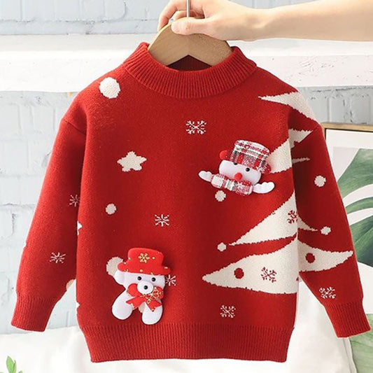Red with White Xmas Tree Warmer Cardigan & Christmas Sweater for toddlers & Kids - Little Surprise BoxRed with White Xmas Tree Warmer Cardigan & Christmas Sweater for toddlers & Kids