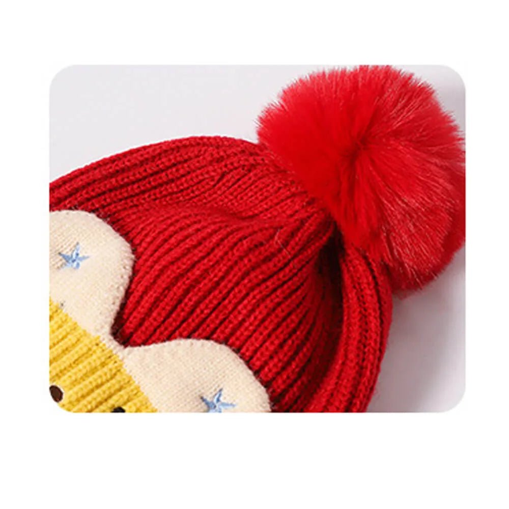 Red & Yellow Bear Winter Cap & Neck Muffler Set - Little Surprise BoxRed & Yellow Bear Winter Cap & Neck Muffler Set