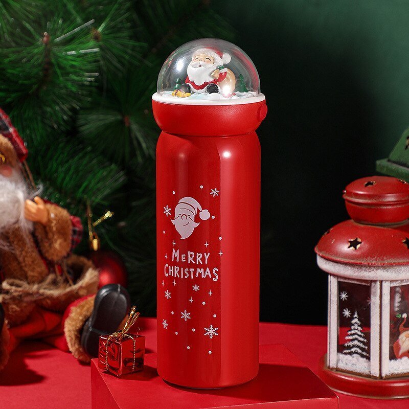 Santa Globe Lid Stainless Steel Bottle - Little Surprise BoxSanta Globe Lid Stainless Steel Bottle